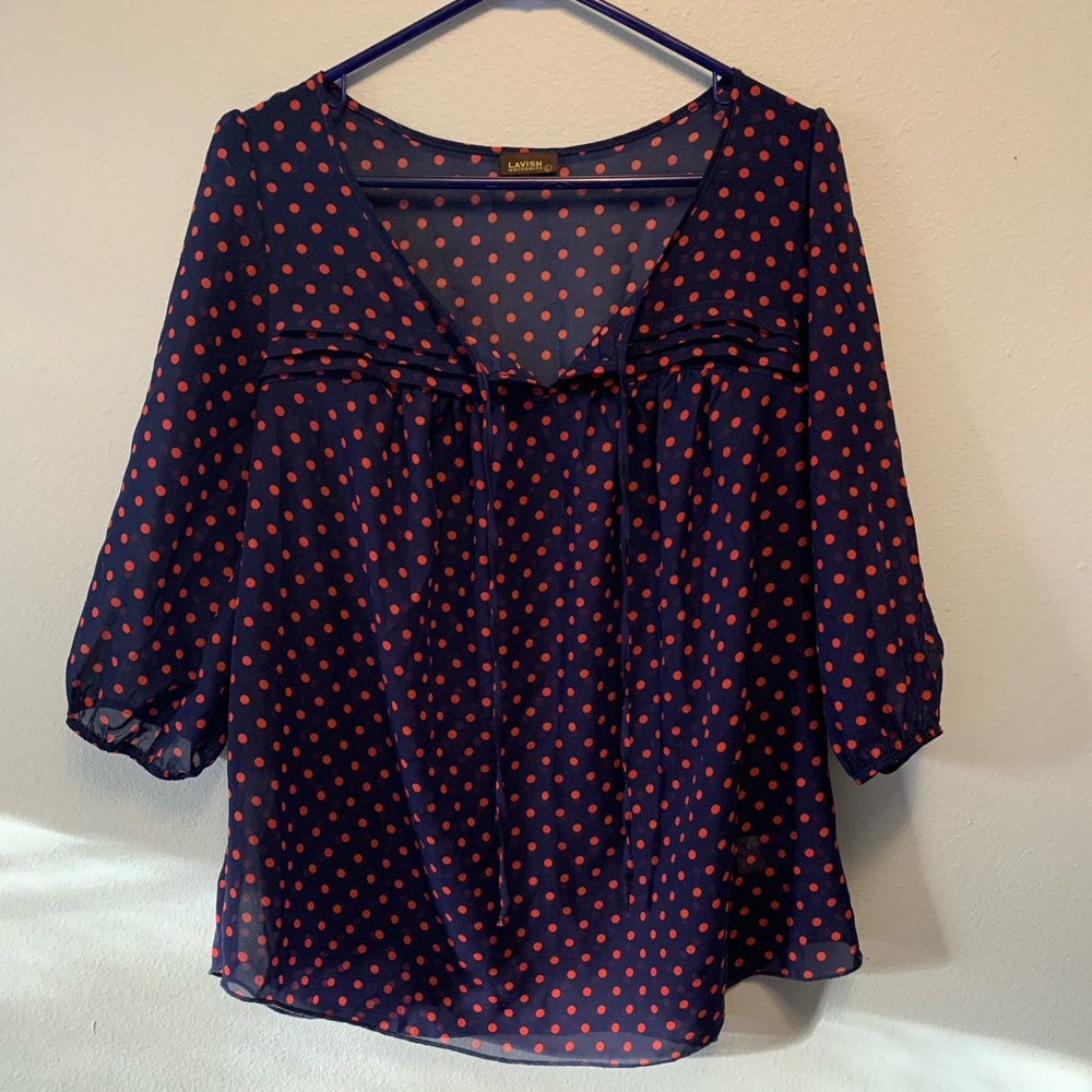 Sheer polka dot maternity top!